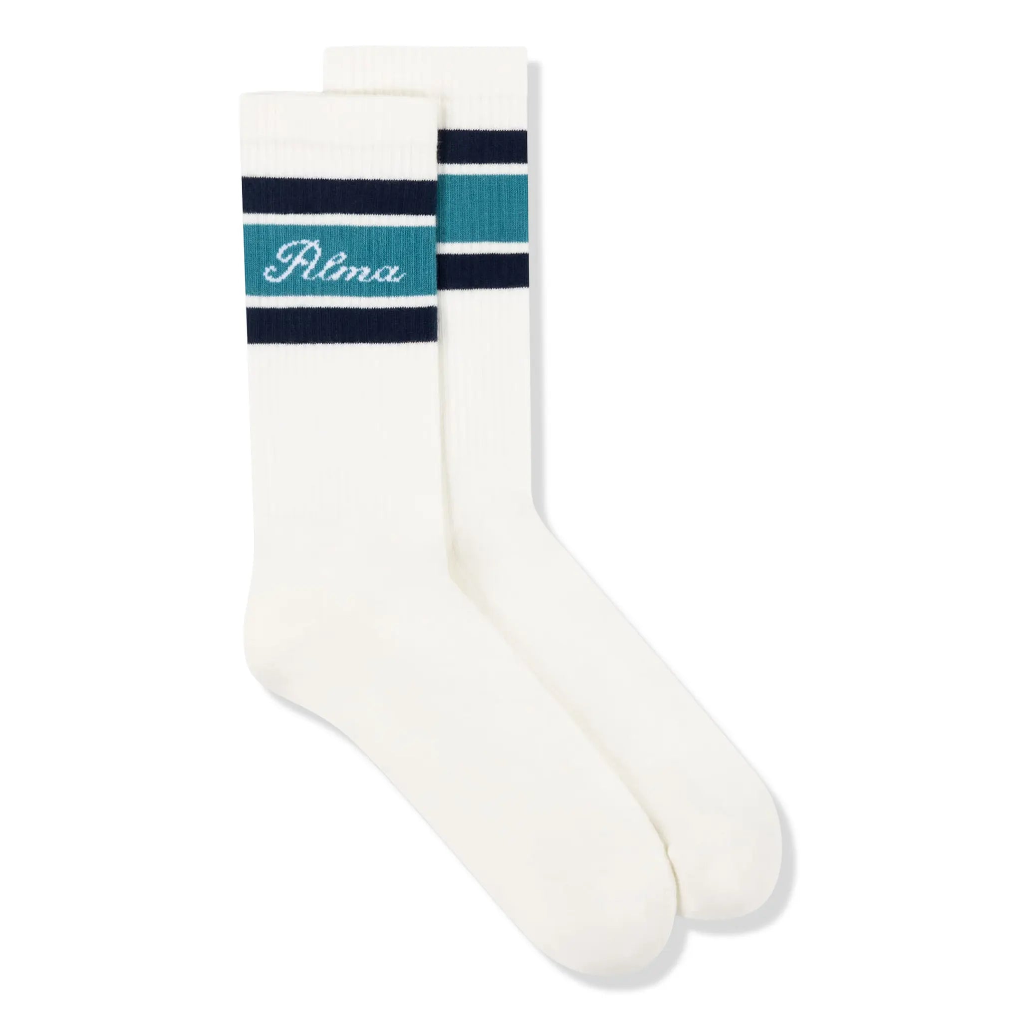 Detailed View of Alma De Ace Tri Stripe Cream Emerald Socks